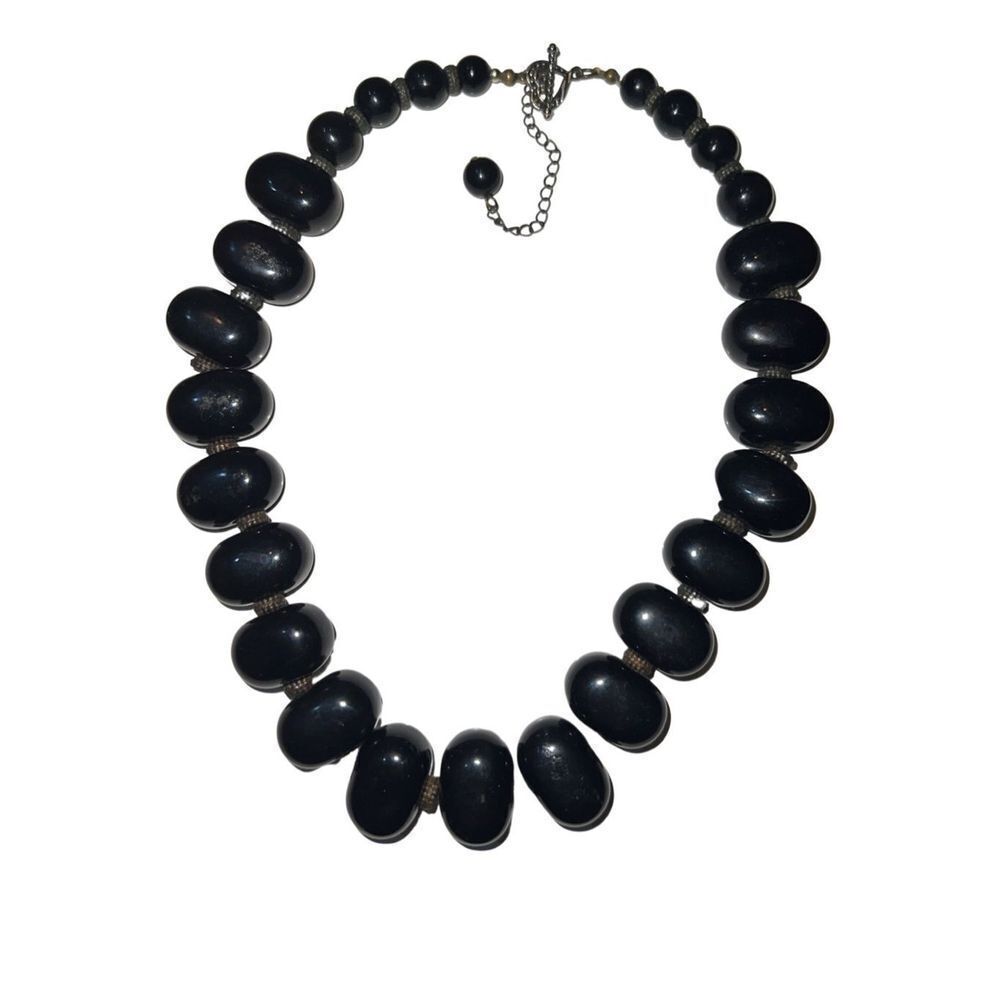 Vintage Southwestern Authentic Black Onyx w/Sterling Spacer Beads & Toggle Clasp
